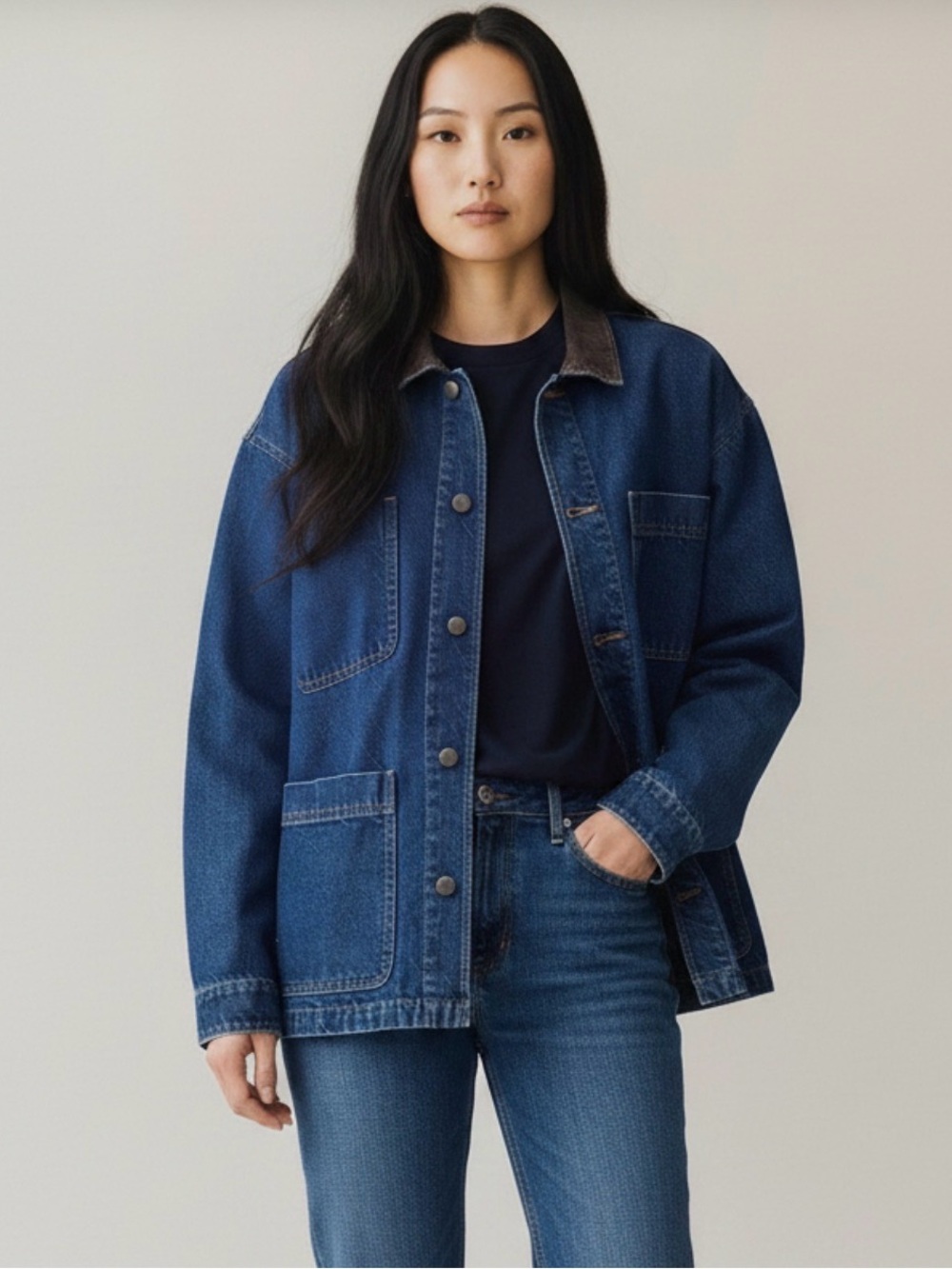 Gap Barn chore coat denim jean jacket large cottagecore dairy farmer 70s